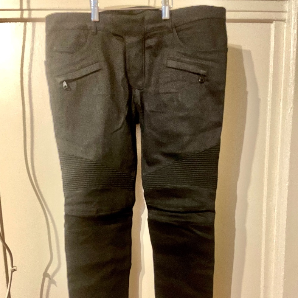 ‼️SOLD‼️Balmain Black waxed denim